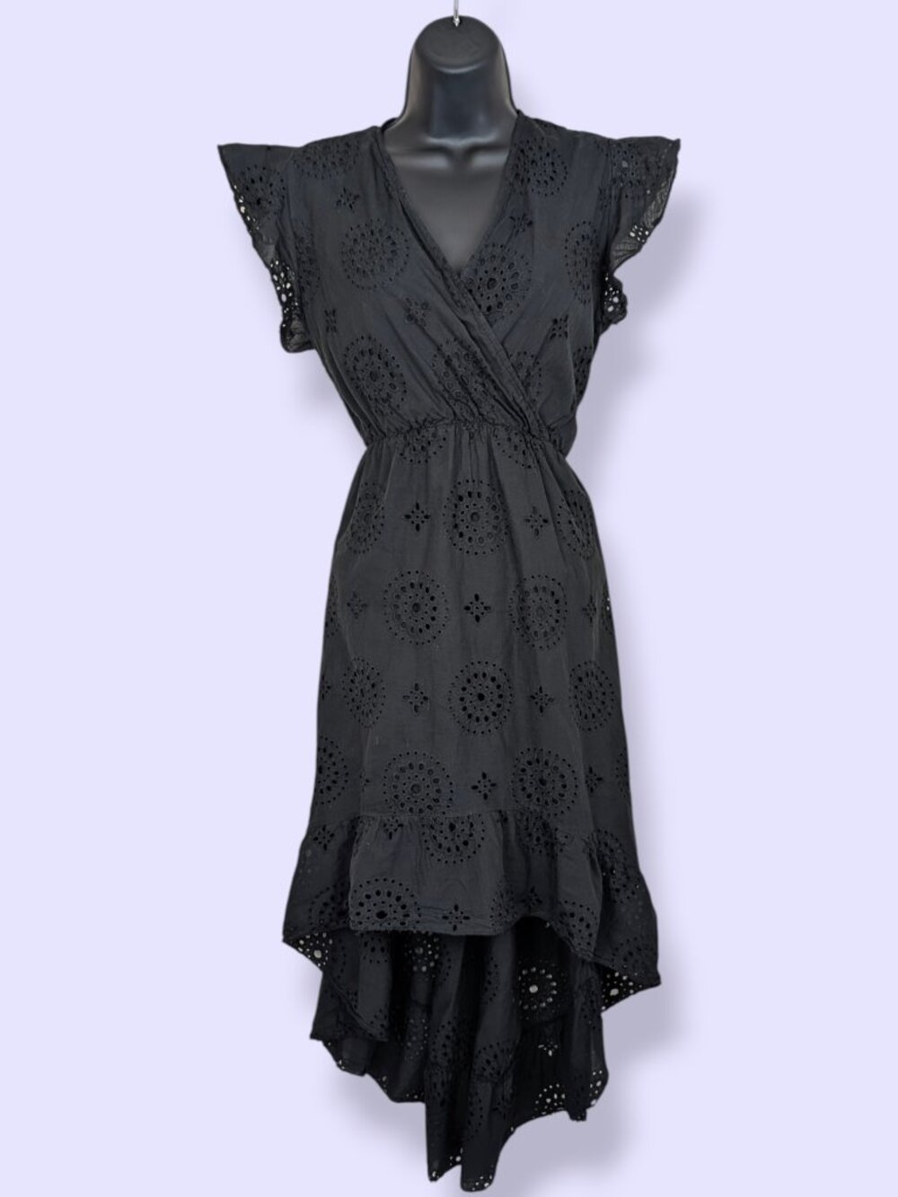 Valentina Naldi 100% Cotton High-Low Eyelet Dress